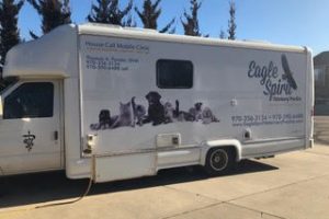 The outside of the mobile vet clinic