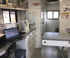 The inside of the fully equipped mobile veterinary practice